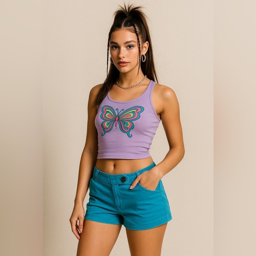 Vintage Y2K Red Camel Bright Blue Low Rise Shorts – Size 9